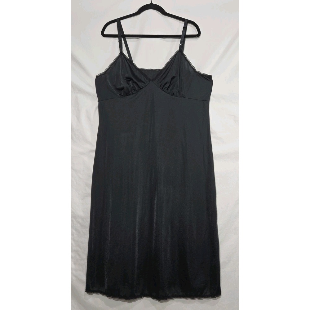 Shadowline Full Slip Women 42 Black Excellent Lace Trim Adjustable Straps‎ Nylon